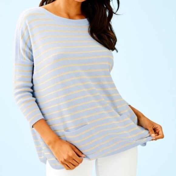 Lilly Pulitzer Sweaters - Lilly Pulitzer Heathered Blue Striped Cobo Sweater